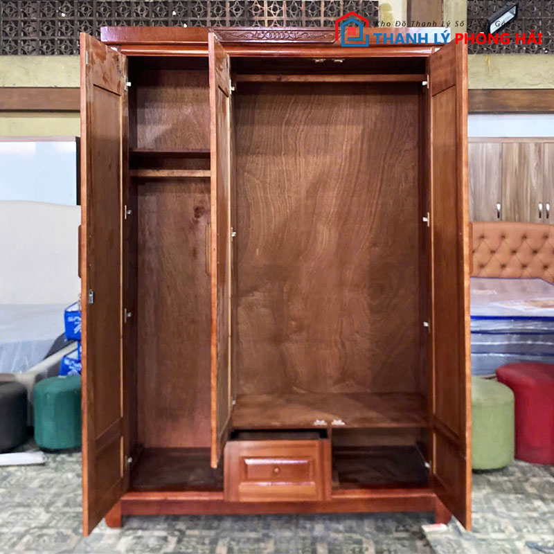 tu-quan-ao-3-canh-go-xoan-thanh-ly-gia-re-1 Thanh Lý Tủ Quần Áo 3 Cánh Gỗ Xoan Mới 99%