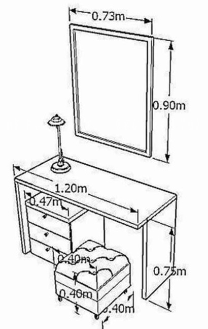 kích thước chuẩn bàn trang điểm
