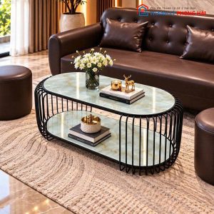 Bàn Sofa Mặt Kính Hình Oval Mới 99%