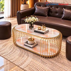 Bàn Sofa Mặt Kính Hình Oval Mới 99%