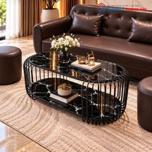 Bàn Sofa Mặt Kính Hình Oval Mới 99%
