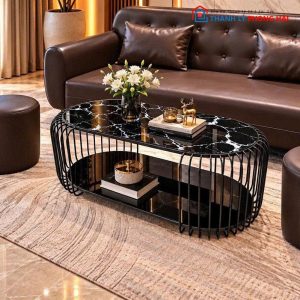 Bàn Sofa Mặt Kính Hình Oval Mới 99%