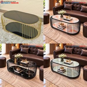 Bàn Sofa Mặt Kính Hình Oval Mới 99%