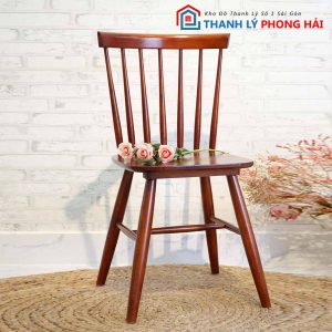 Thanh Lý Ghế Cafe 7 Nan Màu Nâu Gỗ Mới 99%