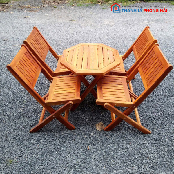 Thanh Lý Bộ Bàn Ghế Xếp Gỗ Mới 99%