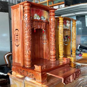 Bàn Thờ Ông Thần Tài - Ông Địa Cột Rồng Mới 99% (nhiều kích thước)