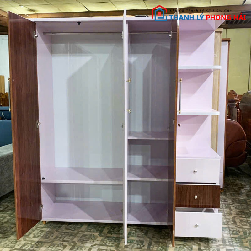 tu-quan-ao-nhua-3-canh-lien-ke-ton-kho-gia-re-1 Tủ Áo Nhựa Liền Kệ Đài Loan 1m6 Mới 99%