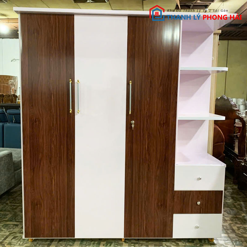 tu-quan-ao-nhua-3-canh-lien-ke-ton-kho-gia-re-2 Tủ Áo Nhựa Liền Kệ Đài Loan 1m6 Mới 99%