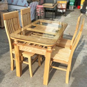 Thanh Lý Bộ Bàn Ăn 4 Ghế Gỗ Sồi Tồn Kho Mới 99%