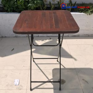 Bàn Cafe Chân Sắt Mặt Gỗ Cũ