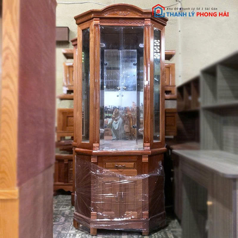 thanh-ly-tu-ruou-goc-go-xoan-dao-80cm-ton-kho-gia-re-2 Thanh Lý Tủ Rượu Góc Gỗ Xoan Đào 80CM Mới 99%