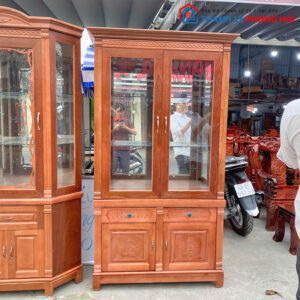 Tủ Rượu Gỗ Xoan Cửa Kính Cao Cấp Mới 99%
