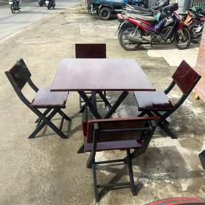 Thanh Lý Bộ Bàn Ăn Chân Chữ X Mặt Gỗ Cũ Giá Rẻ