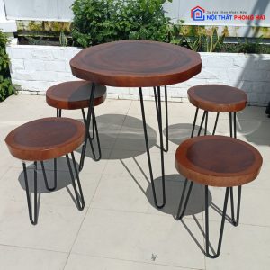 Thanh Lý Bộ Bàn Ghế Cafe Gỗ Me Mới 99%
