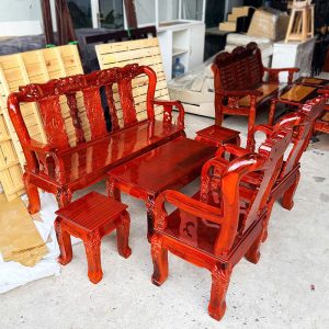 Thanh Lý Bộ Salon Gỗ Tràm Tay 8 Tồn Kho Mới 99%