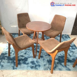 Bộ Bàn Ghế Cafe 4 Ghế Bọc Vải Nhung Cũ