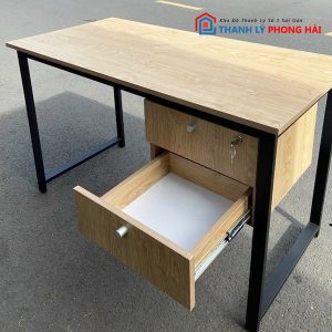Thanh Lý Bàn Làm Việc Gỗ 1m2X60 2 Hộc Kéo Mới 99%