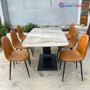Thanh Lý Bộ Bàn Ăn Mặt Đá 6 Ghế Venus Cũ Giá Rẻ