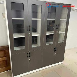 Thanh Lý Tủ Hồ Sơ Gỗ 1M6 Cánh Kính Xám Mới 99%
