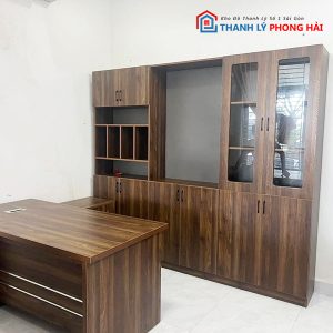 Thanh Lý Tủ Hồ Sơ Gỗ MDF 5 Ngăn Cánh Kính Mới 99%