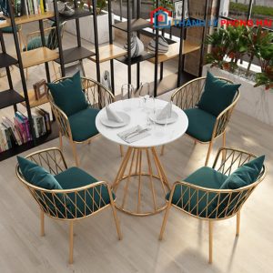 Thanh Lý Bộ Bàn Ghế Màu Vàng Đồng Mới 99%