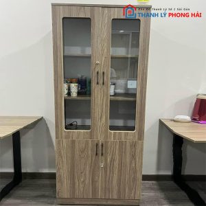 Thanh Lý Tủ Hồ Sơ Gỗ MDF 2 Cánh Kính Mới 99%