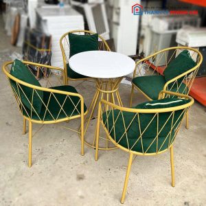 Thanh Lý Bộ Bàn Ghế Màu Vàng Đồng Mới 99%