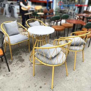 Thanh Lý Bộ Bàn Ghế Màu Vàng Đồng Mới 99% (Nhiều Màu)