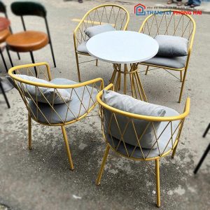 Thanh Lý Bộ Bàn Ghế Màu Vàng Đồng Mới 99% (Nhiều Màu)