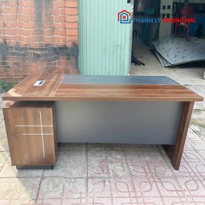 Thanh Lý Bàn Giám Đốc Chữ L Xám Nâu Mới 99%