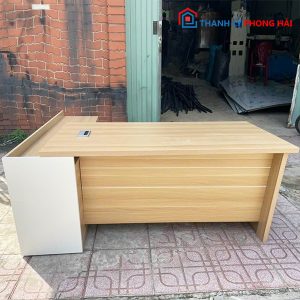 Thanh Lý Bàn Giám Đốc Chữ L Trắng Vàng Mới 99%