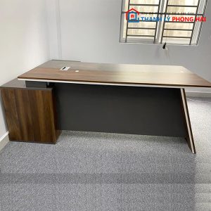 Thanh Lý Bàn Giám Đốc Chữ L Có Hộc Xám Nâu Mới 99%
