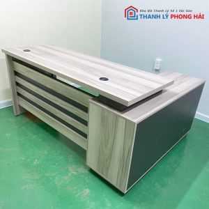 Thanh Lý Bàn Giám Đốc Gỗ Chữ L Trắng Mới 99%