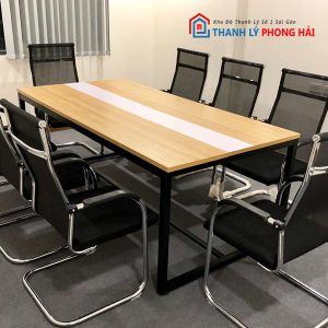 Thanh Lý Bàn Họp Gỗ Chân Sắt Chữ U Trắng Vàng Mới 99% (Nhiều Kích Thước)