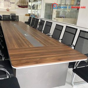 Thanh Lý Bàn Họp Gỗ 3M6 Nâu Xám Mới 99%