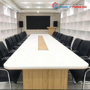 Thanh Lý Bàn Họp Gỗ MDF Trắng Vàng Mới 99%