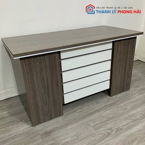 Thanh Lý Bàn Làm Việc Gỗ Công Nghiệp 1M6 Xám Trắng Mới 99%