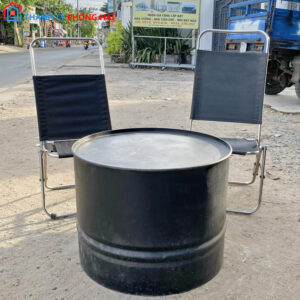 Bàn Cafe Thùng Phi Màu Đen Cũ Hiện Đại