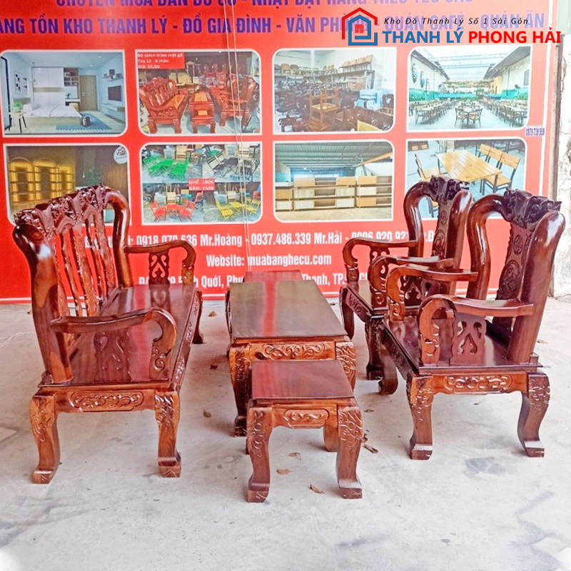 bo-salon-go-thanh-ly-gia-re-2 Thanh Lý Bộ Salon Gỗ Chạm Đào Tay 10 Mới 99%