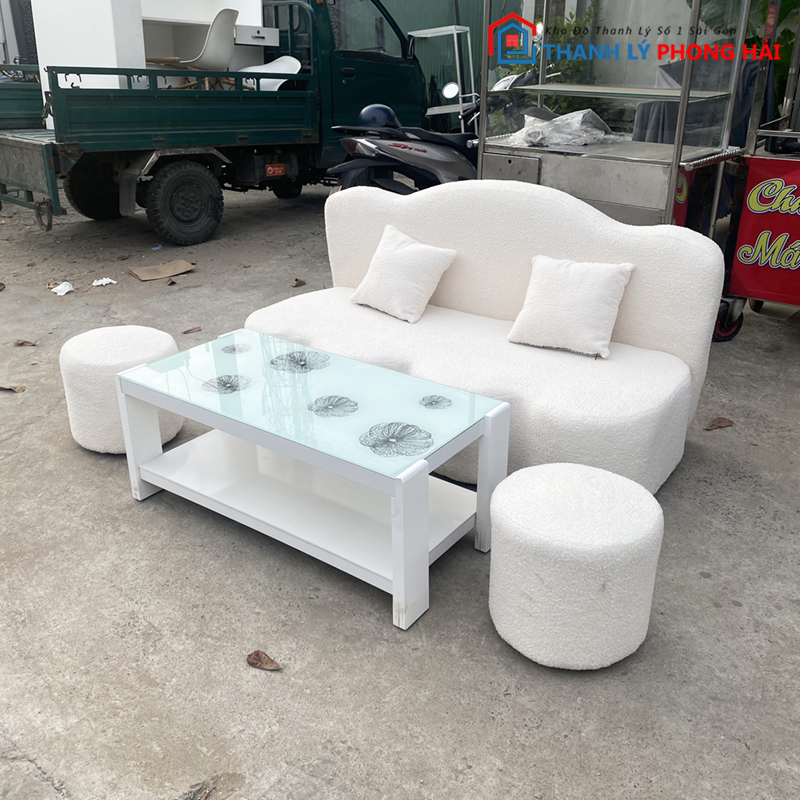bo-sofa-thanh-ly-10-2 Bộ Ghế Sofa Đám Mây 1M6 Vải Lông Cừu Mới 99% (2 màu)