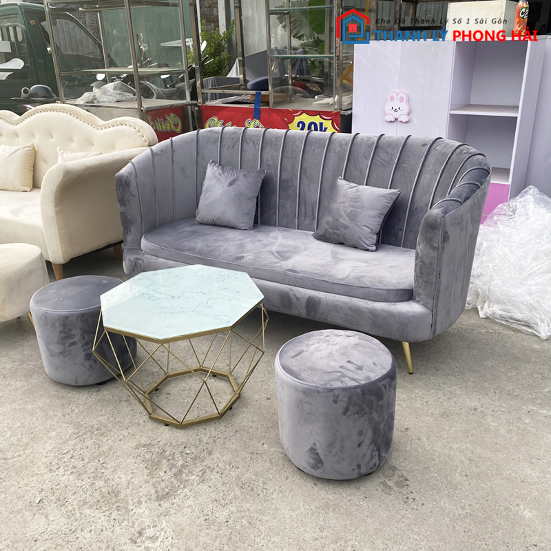 bo-sofa-thanh-ly-2-2 Thanh Lý Bộ Ghế Sofa Nhung 1M8 Mới 99% (2 màu)