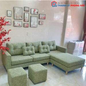 Thanh Lý Bộ Sofa Bọc Vải Màu Xanh Mới 99%