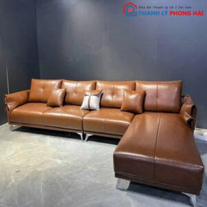 Ghế Sofa Góc L Bọc Da Cao Cấp Mới 99%