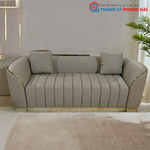 Ghế Sofa Xám Bọc Da Sang Trọng Mới 99%