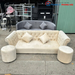 Thanh Lý Bộ Ghế Sofa 1M8 Bọc Nhung Mới 99%