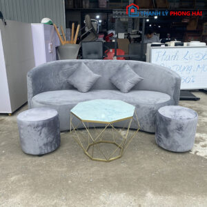 Thanh Lý Bộ Sofa Cong Vải Nhung Mới 99%