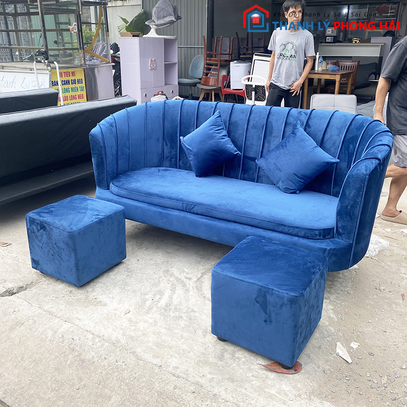 sofa-thanh-ly-gia-re-tphcm-17 Thanh Lý Bộ Ghế Sofa Nhung 1M8 Mới 99% (2 màu)