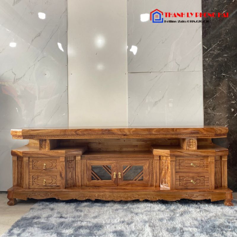 thanh-ly-ke-ti-vi-go-ton-kho-01-1 Thanh Lý Kệ Tivi Gỗ Hương Xám 1m Sang Trọng Mới 99%