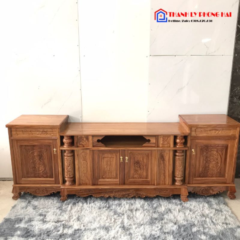 thanh-ly-ke-ti-vi-go-ton-kho-05-2 Thanh Lý Kệ Tivi Gỗ Hương Xám 1m Sang Trọng Mới 99%