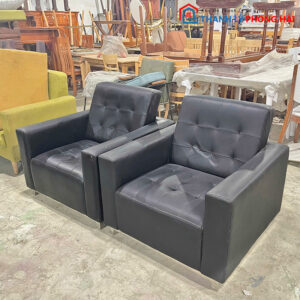 Bộ Sofa Cũ 2 Ghế Đơn Bọc Da Simili